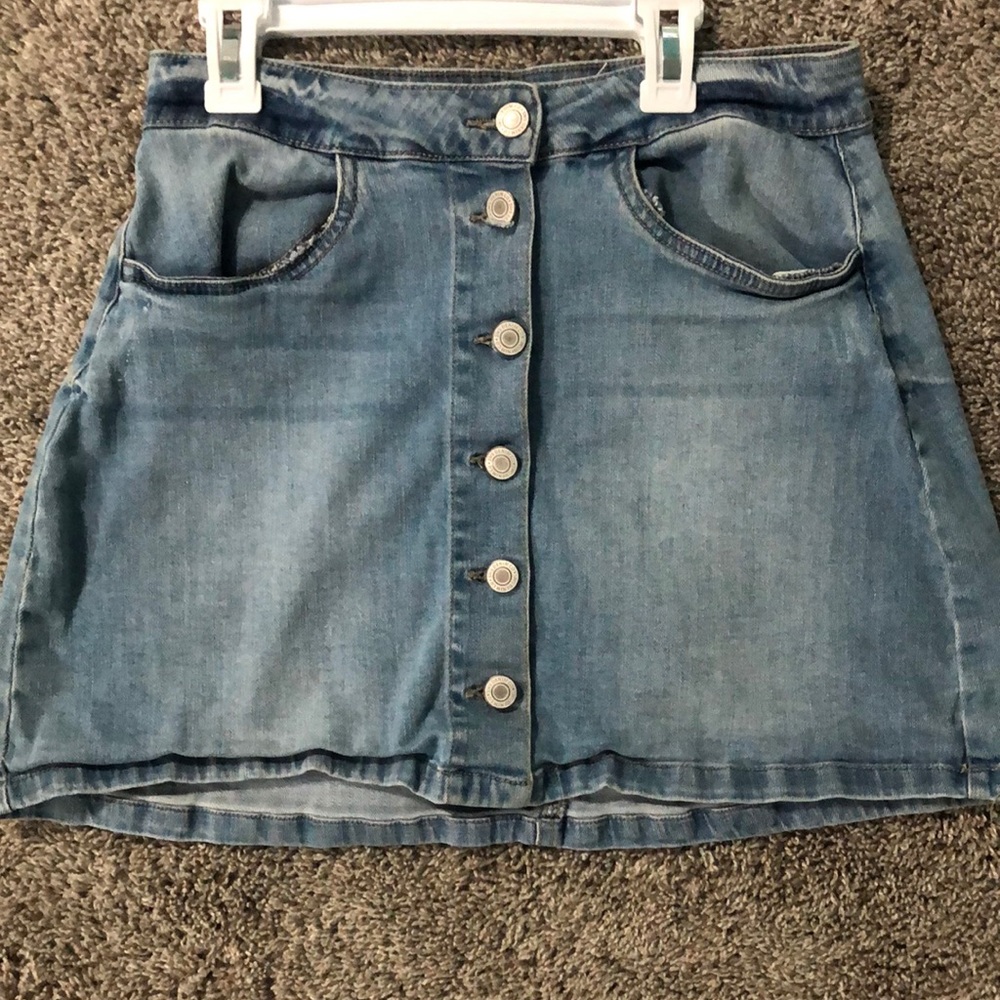Button up denim skirt